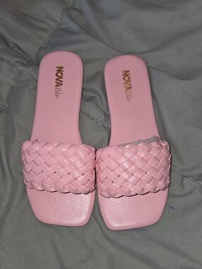 Fashion Nova Kids Pink Braided Slide Sandals